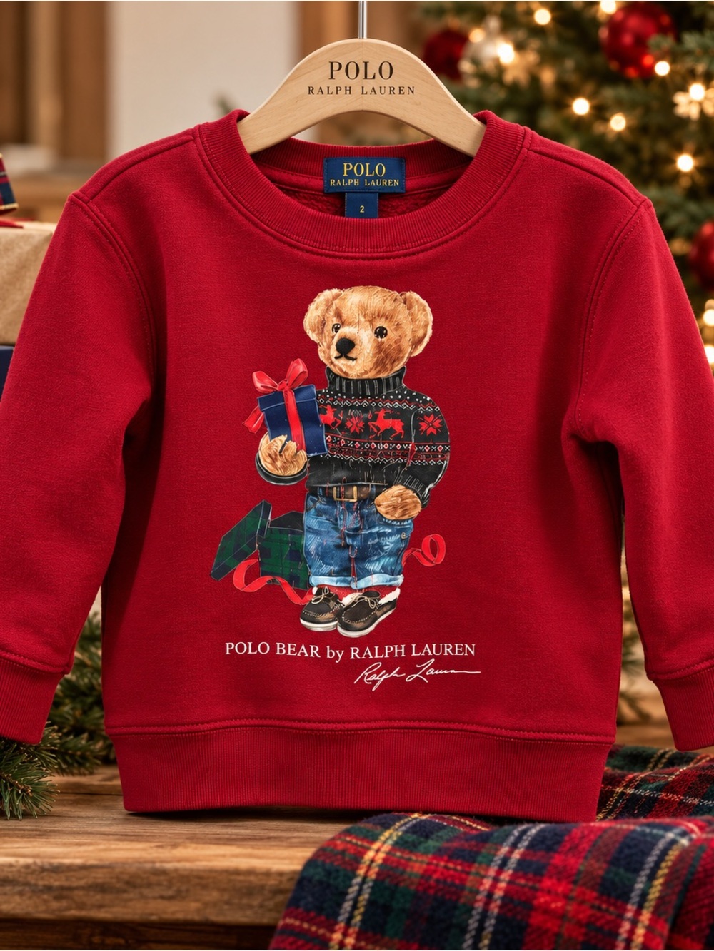 Polo Ralph Lauren Polo Bear Christmas Sweatshirt Red Girls 2T Holiday